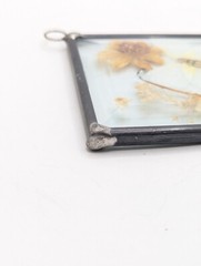 Vintage Beveled Pressed Flower Glass Leaded Lead Small Wall Art Moth Butterfly