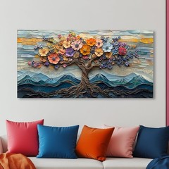 Floral Flower Tree Canvas Wall Art Colorful Tree of Life Painting Prints for …