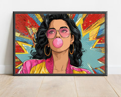 Colorful Pop Art Girl Print, Woman Retro Bubblegum Poster 80s Inspired Pop Decor