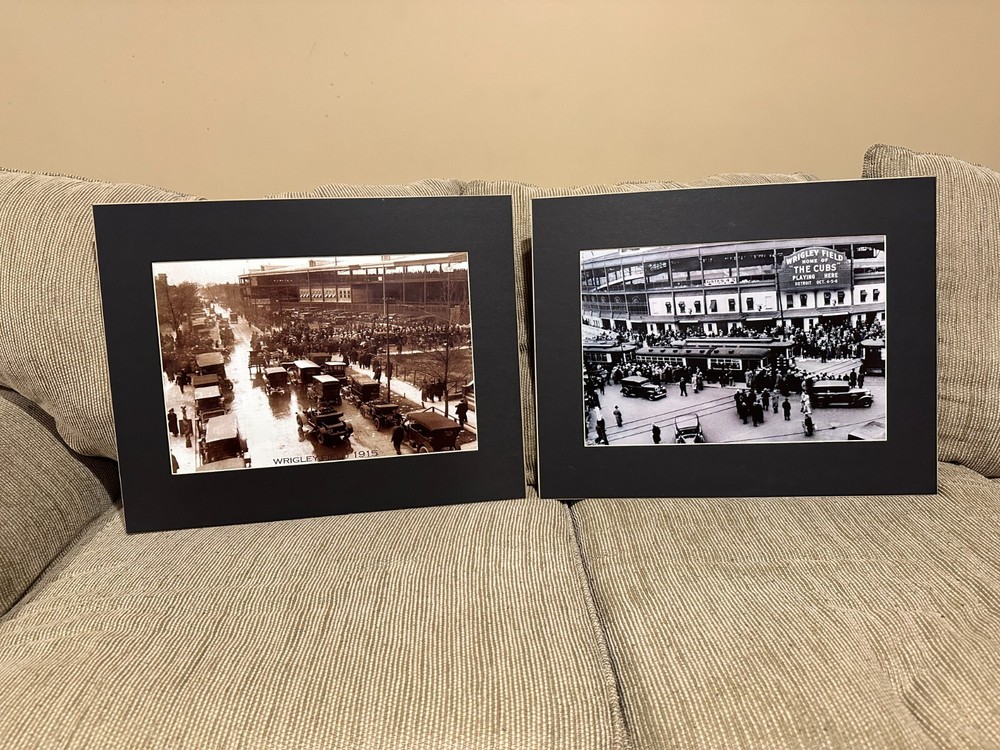 Lot of 2 Chicago Cubs Wrigley Field Prints w/ Matte