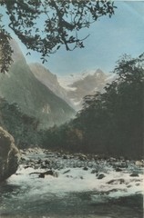 New Zealand Pembroke Glacier mountain antique hand tinted art photo