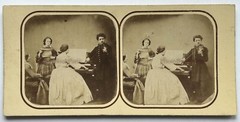 Scene Figure Skating Lesson Music – Rare c1858 Photo Stereo Vintage Album