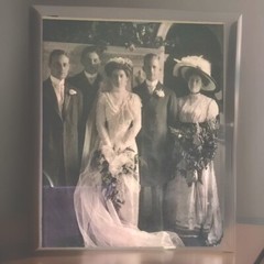 1900 Victorian Wedding Photograph Wood Frame Double Matte