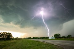 Storm Photography Print – Picture of Lightning Bolt on Stormy Day in Kansas