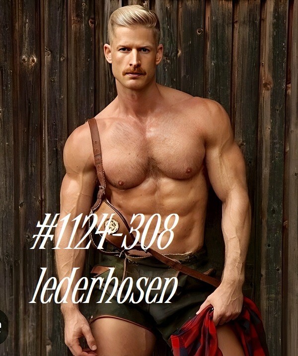 MALE PORTRAIT #1124-308 -men in art series -lederhosen men -free shipping in usa