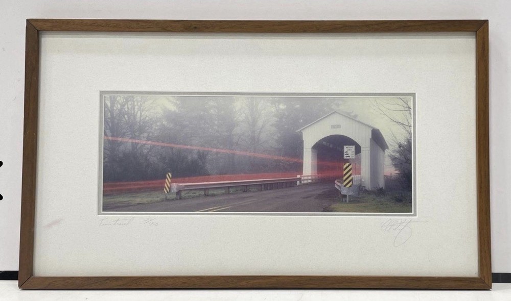 Lee Rentz «Time Travel 3» Covered Bridge Signed Photograph Art 2/450 Framed