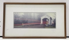 Lee Rentz «Time Travel 3» Covered Bridge Signed Photograph Art 2/450 Framed