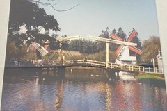 Framed Windmills & Pond Photographic Print 1998 12.5×14.5 Good Condition