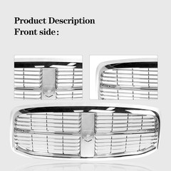 Front Grille Grill All Chrome Compatible with 2006-2009 DODGE RAM 1500 2500 3500