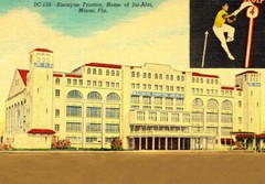 8 1/2 x 11″ PHOTO of a POSTCARD of MIAMI FLORIDA BISCAYNE JAI ALAI FRONTON 1945
