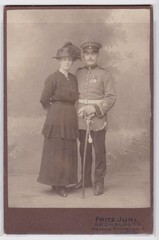 910710 photo on cardboard soldier with medal clasp & his wife, Fritz Juhl Naumburg