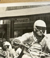 1960’s 70’s Motorcycle Downtown Anywhere USA Black&White Old Motor Racing Photo