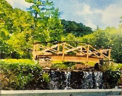 Wooden Bridge Digital Watercolor Original Photograph 8 X 10 Mat 11 X 14 – Signed