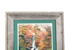 Vintage Waterfall Photo With Rustic Wooden Frame Green Matting By Bill Bates