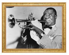 Louis Armstrong Photograph in a Aged Gold Frame