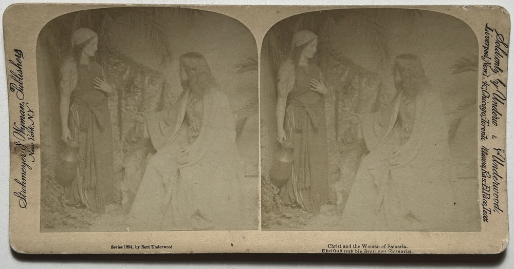 The Life Of Jesus Scene Biblical Female Of Samaria Photo Stereo 1894 Vintage