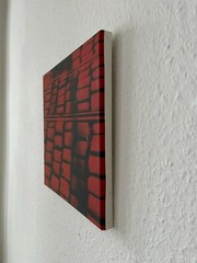 Small Photo Screen Print of Cobblestones & Tram Tracks Linen on Wood Frame
