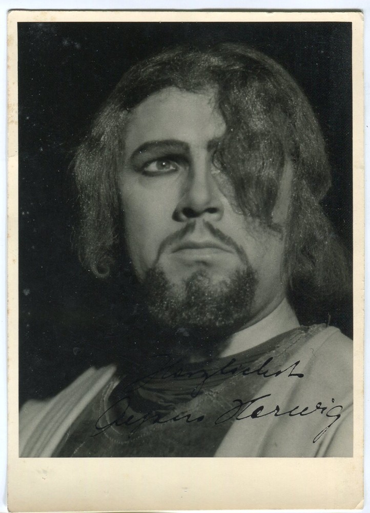 Photo postcard Alfons Herwig as Wotan Rheingold Wagner autograph autograph