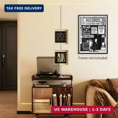 VERENIX Fashion Black And White Photography Wall Art Vintage Preppy Record Shop