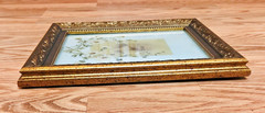 Lot 2 Vintage Gold Framed Black White Portrait Photographs Hand Painted Flowers