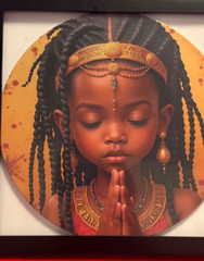 2D Flat 8×8″ Vintage African American Girl Metal Wall Art Custom Framed