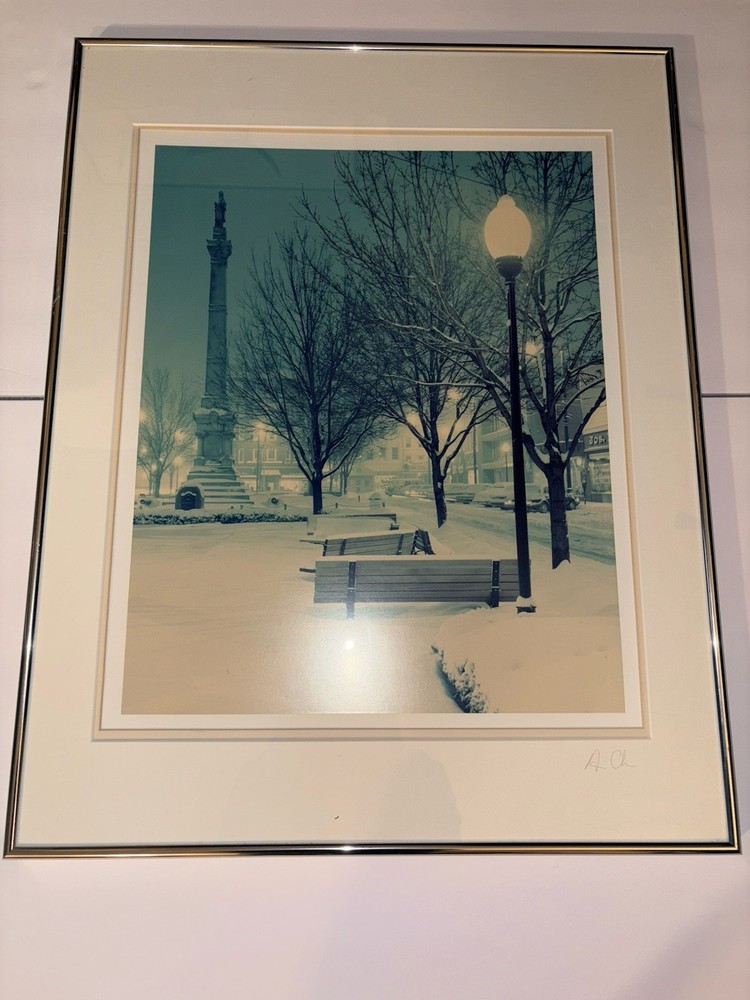 Armin Clobes Signed Fine Art Cityscape Winter Color Photograph Framed 22×18″