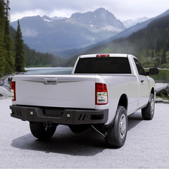 Rear Bumper 3Pcs Compatible with 2010-2024 Dodge Ram 2500 3500 W/ 2 18W LED Ligh