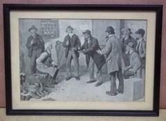 Custom Made Picture of Men Talking by A. B. Frost 12-1/2-in x 8-in Vintage
