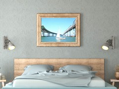 NEW AND OLD BAY BRIDGE, 4×6 » MATTED AND FRAMED PRINT, READY TO HANG, GREAT GIFT