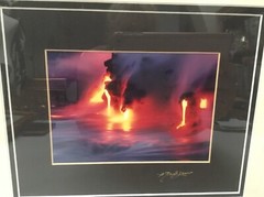 G Brad Lewis Lava Flow Signed Framed Photograph Hawaii Volcano