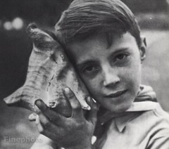1960 Vintage CUTE FRENCH BOY Seashell Male Portrait Photo Art JOS LE DOARE 11×14