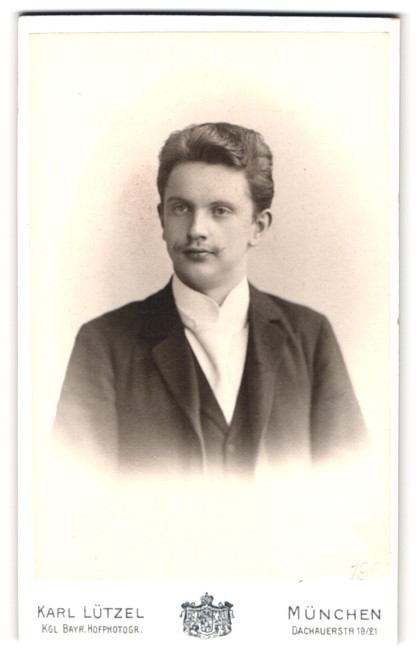 Photograph Karl Lützel, Munich, Dachauerstrasse 19-21, portrait young man in