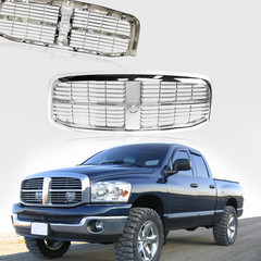 Front Grille Grill All Chrome Compatible with 2006-2009 DODGE RAM 1500 2500 3500