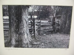 MATTED PHOTOGRAPHY Farmhouse Fenced Yard A/P 16×20 By Larry Santucci