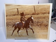 Analog Photo Beautiful Woman Riding Horse Bareback In Field Lot Of 2 Different