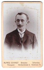 Photograph Alfred Schmidt, Dresden, Warthaerstr. 4, Portrait Man with Schnauzba