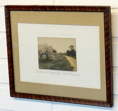 ANTIQUE Vintage FRED THOMPSON Signed HAND TINTED Colored Photograph / Nutting
