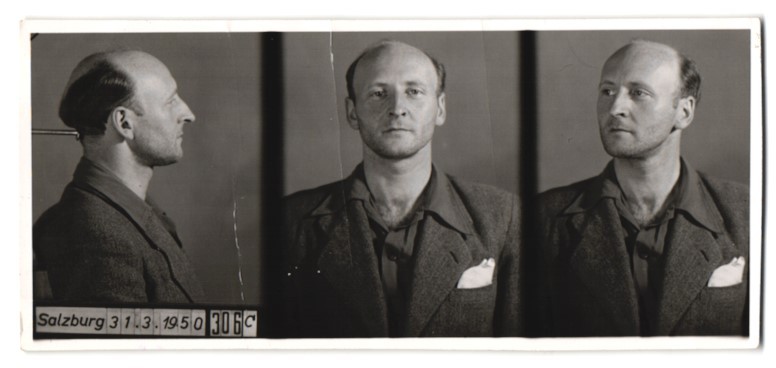 Photograph police photo/Mugshot, Alfons Wöros, arrested 1950 in Salzburg