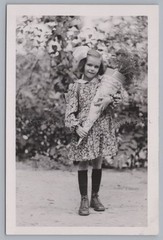Girl with School Bag in Postwar 1947 – Vintage Photo 1940s