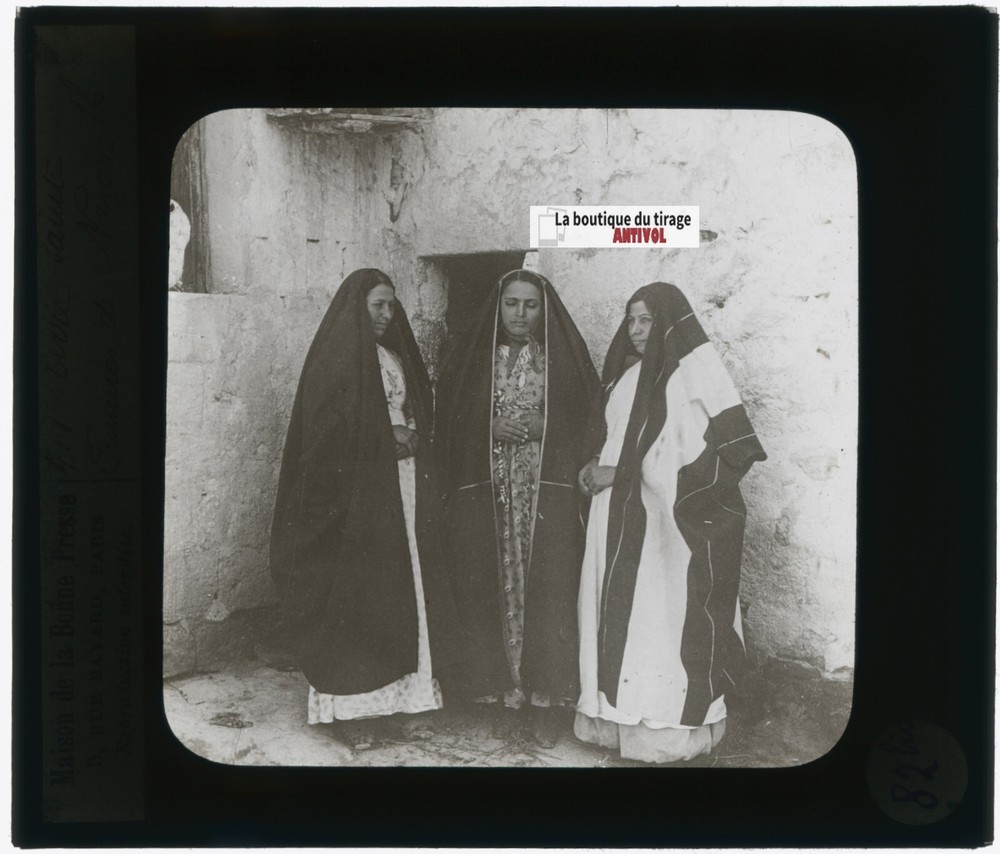 Women Nazareth, Vintage Photo Glass Plate, Black & White, Positive 8.5×10 Cm