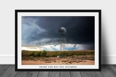 Windmill Storm Texas Farm Country Great Plains Thunderstorm Photography Print