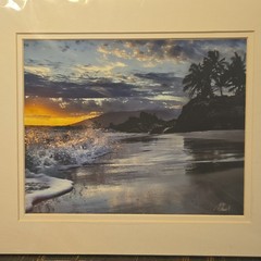 Monica & Michael Sweet Color Photograph Hawaiian Beach Sunset Ocean Matted