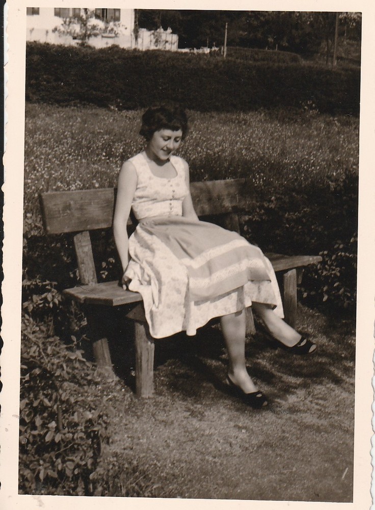 Vintage Photo Beautiful Woman in Dirndl Dress Fashion Snapshot 1950s