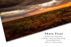 Western Wall Decor Art Print of Sunset on Stormy Evening in West Texas