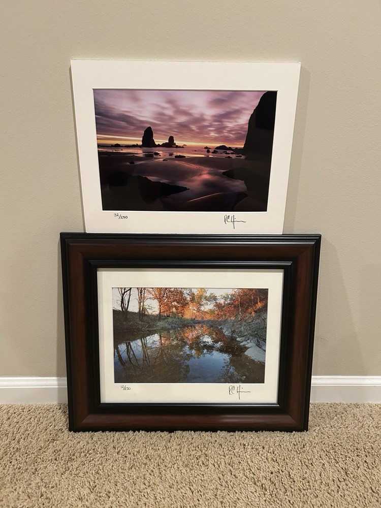 Set of Signed Photography 11 x 14 Matted, One Framed, Seashore and Lake Scene