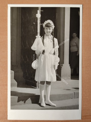 Postcard postcard photo girl girl braids candle religion F3