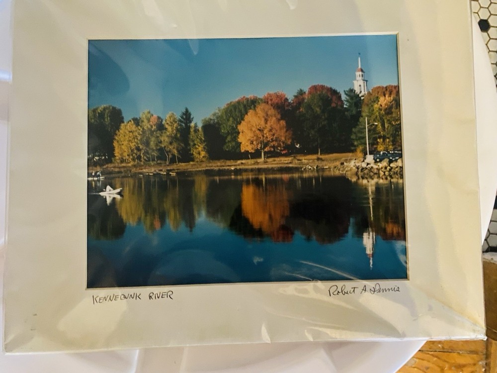 Robert A. Dennis Signed Kennebunk River Landscape Color Photograph Matted