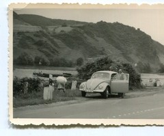 7 Vintage Photos Beetle Cars Circa 1950, 1960, 7x7cm