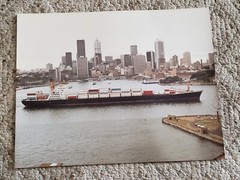 Austral Pioneer Cargo Ship Photo City Skyline 11 x 14 Color Photograph Vintage
