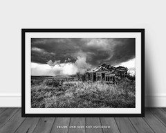 Country Photography Print – Black and White Picture of Abandoned House in Kansas
